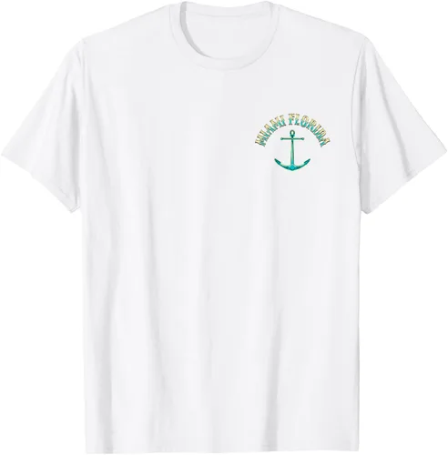 Vista 32 de Camiseta con diseño de pesca en la parte delantera y trasera de Miami Florida USA, Negro