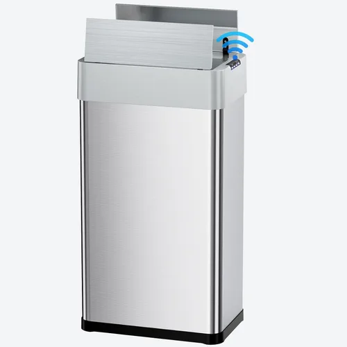 Vista 10 de Basurero automático con sensor de movimiento sin contacto de 13.2 galones, cubo de basura inteligente con tapa de cierre suave, anillo de retención
