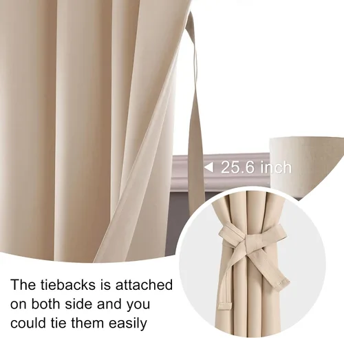 Vista 6 de JIUZHEN Cortinas opacas para dormitorio, con aislamiento térmico y bolsillo para barra, cortinas para sala de estar, juego de 2 paneles de 38 x 45