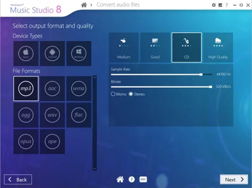 Vista 4 de Audio Recorder and Editor - professional sound studio for recording, editing and playing all common audio files: WAV, AIFF, FLAC, MP2, MP3, OGG for