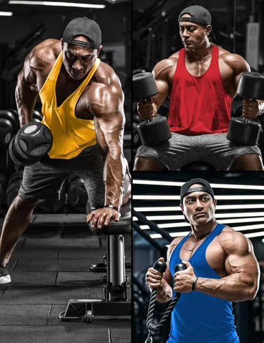 Vista 5 de DEMOZU Camiseta sin mangas para hombre con espalda en Y para culturismo, entrenamiento muscular, atletismo, correr, gimnasio