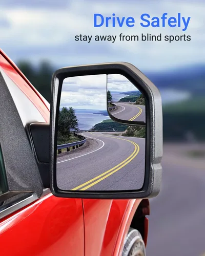 Vista 5 de Espejo lateral del pasajero compatible con F150 2015 2016 2017 2018 2019 2020 F150 de lado derecho con espejo de punto ciego reemplazar FL3Z17K707A