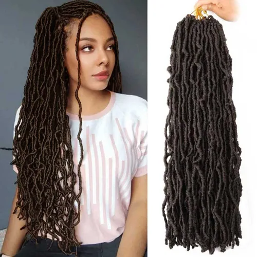 Vista 42 de 6 Paquetes Soft Locs Cabello de Ganchillo Pre Looped Faux Locs Trenzas de Ganchillo Goddess Locs Dreadlocs Cabello Sintético Para Mujeres Negras 1b