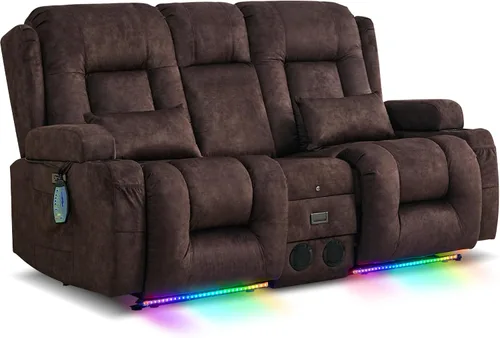 Vista 36 de URRED Sofá reclinable Power Loveseat con masaje y calor, gris ceniza