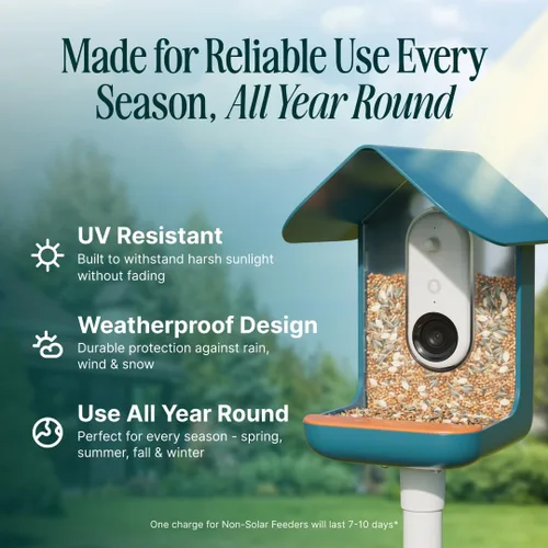 Vista 9 de Birdbuddy PRO Comedero Inteligente para Aves sin Energía Solar con Cámara - Identificación de Especies de Aves por IA, Fotos de 5MP, Cámara