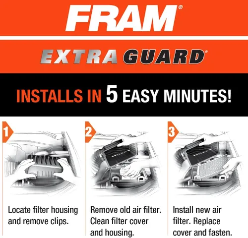 Vista 6 de FRAM Extra Guard CA9711 - Filtro de aire de repuesto para modelos seleccionados de Audi y Volkswagen, proporciona protección de filtro de hasta 12