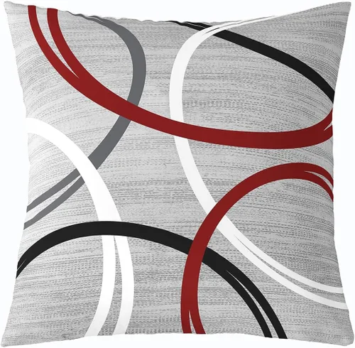 Vista 18 de Funda de almohada moderna con estampado de líneas geométricas de doble cara de 16 x 16 pulgadas, funda de almohada cuadrada suave con remolinos