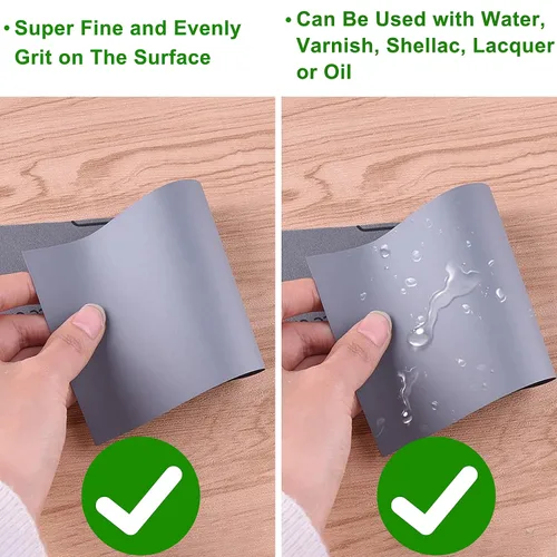 Vista 4 de AUSTOR 36 piezas de papel de lija húmedo y seco 3000 5000 7000 10000 grano surtido de papel de lija abrasivo de 9 x 3.6 pulgadas para lijado