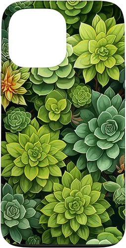 Vista 24 de Succulent Plant Botanical Green Floral Pattern Flower Cactus Case for iPhone 17