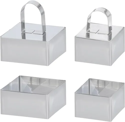 Vista 9 de Uncle Jack 4 moldes redondos para anillos de pastel, molde de anillo de pastel de acero inoxidable con empujador, para herramientas de cocina