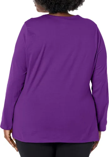 Vista 2 de Just My Size - Camiseta JMS de algodón de manga larga para mujer, talla grande, talla grande, cuello redondo