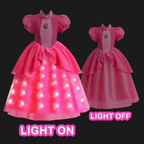 Vista 2 de Disfraz de princesa para niñas, vestido iluminado para Halloween, carnaval, cosplay, fiesta de cumpleaños