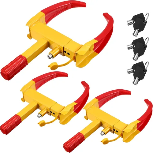 Vista 7 de 3 piezas de bloqueo de rueda para automóviles, bloqueo de rueda de remolque resistente, universal de seguridad antirrobo, abrazadera para neumáticos