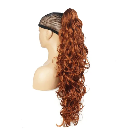 Vista 19 de Lydell 30" largo rizado peinado clip en garra cola de caballo extensión pelo sintético postizo 9.88 oz con un clip de mandíbula/garra (negro)