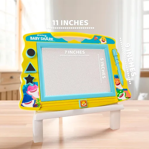 Vista 2 de Lollipop Baby Shark - Pizarra de dibujo magnética con lápiz capacitivo y 3 sellos, para niños o niñas (azul).