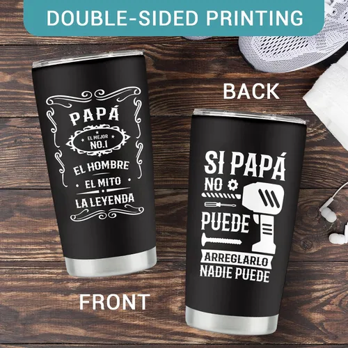 Vista 3 de Regalos para papá, regalos para papá en español, regalos de Navidad para papá mexicano, El Mejor Papa Del, regalos para papá español, vaso de 20