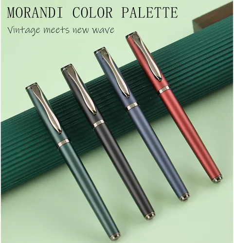 Vista 3 de Bolígrafo de tinta líquida con cuerpo de metal de lujo, diseño elegante y escritura suave, bolígrafo de regalo con estuche para hombres y mujeres, 2