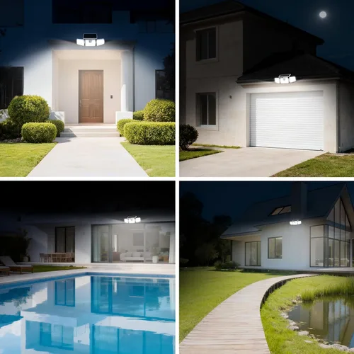 Vista 8 de INCX 156 luces LED solares de movimiento para exteriores, paquete de 2, 3 cabezales de luces solares de seguridad con sensor de movimiento IP65