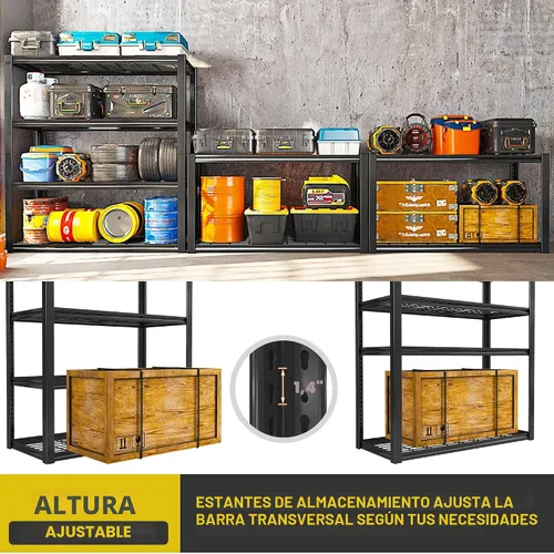 Vista 7 de REIBII 40" W Storage Shelves with Wire Mesh Panels for Garage Organization Negro