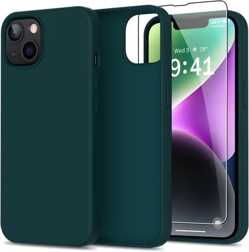 Vista 45 de bemal Funda para iPhone 14 Pro con protector de pantalla, silicona líquida de ajuste delgado, forro de microfibra suave, diseñada para mujeres