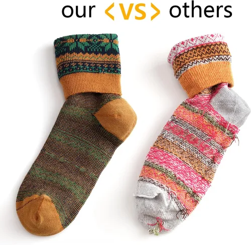 Vista 3 de Gonii Calcetines de lana para mujer, calcetines acogedores y cálidos para invierno con absorción de humedad