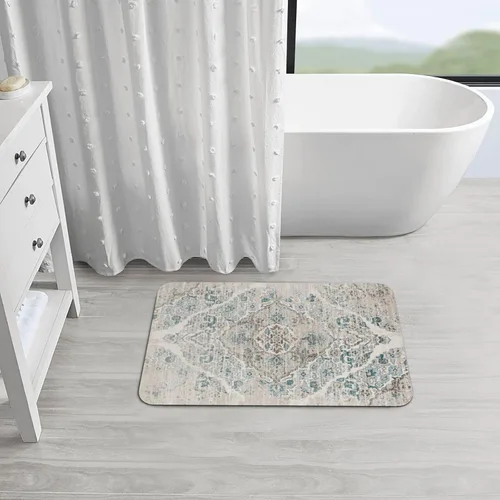 Vista 5 de Alfombra de baño para baño, patrón bohemio clásico, antideslizante, secado rápido, lavable a máquina, cómoda alfombra de baño para baño, bañera