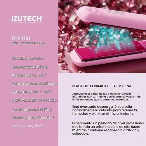 Vista 3 de IZUTECH BTX450 One Inch Styler Algodón Rosa