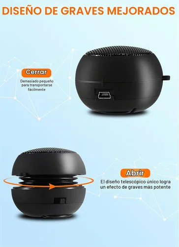 Vista 4 de Mini altavoz portátil con cable USB pequeños altavoces con conector
