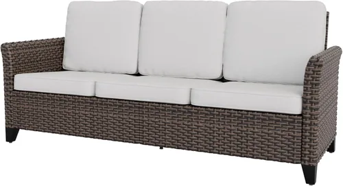 Vista 9 de EAGLE PEAK Ocean Vista - Sofá de mimbre para exteriores, cojines profundos, muebles de ratán resistentes a la intemperie, sofá, marrón/beige