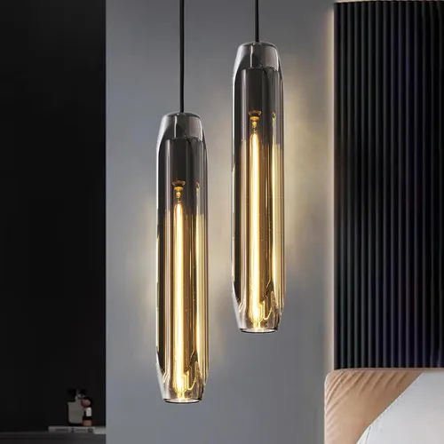Vista 8 de Luces Colgantes Luces Colgantes para Isla de Cocina Lámparas Colgantes Luz Colgante de Cocina Luz Colgante Gris Humo Pantalla de Cristal Luces