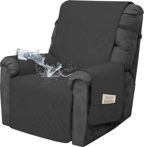 Vista 37 de Easy-Going Funda impermeable para sofá biplaza reclinable con bolsillo, funda de sofá reversible de 1 pieza para sillón reclinable de 2 asientos