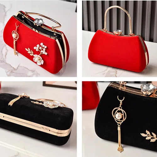 Vista 7 de Elegante bolso de noche con cadena de metal desmontable bolso de hombro de moda bolso casual para mujeres fiesta de boda