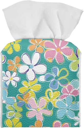 Vista 28 de 250th Anniversary Square Tissue Box Cover Pu Leather Tissue Holder Facial Paper Cover Waterproof Toilet Paper Holder for Bathroom Bedroom Modern