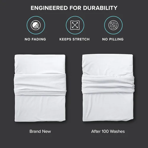 Vista 5 de Bare Home Cooling Performance - Juego de sábanas elásticas de punto de jersey, absorben la humedad y son transpirables, sábanas elásticas en 4