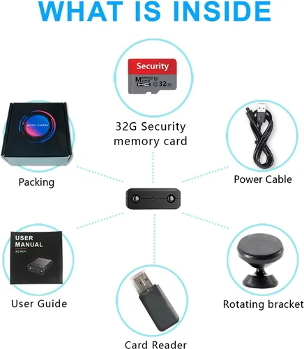 Vista 9 de 32G gratis: cámara inalámbrica más pequeña, detector de cámara WiFi espía HD1080P, cámara para mascotas, cámara de monitor de bebé para visión