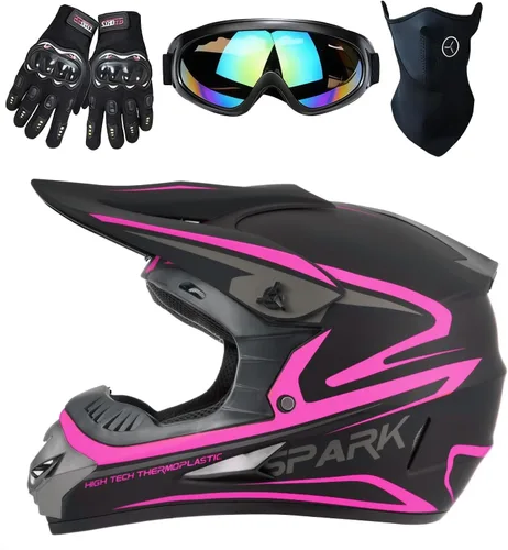 Vista 11 de Casco para niños y jóvenes para bicicleta de tierra, motocross, todoterreno, motocicleta, ATV, UTV, bicicleta de calle, Combo de guantes, gafas