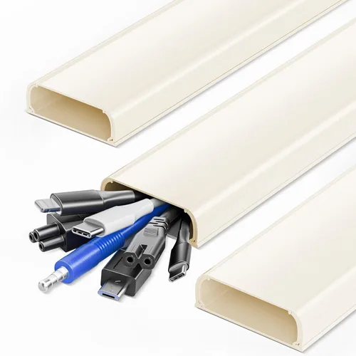 Vista 8 de Cubiertas de alambre para 2 cables de TV en la pared, ocultador de cables pintable de 47 pulgadas, kit de gestión de cables mediano, ocultación