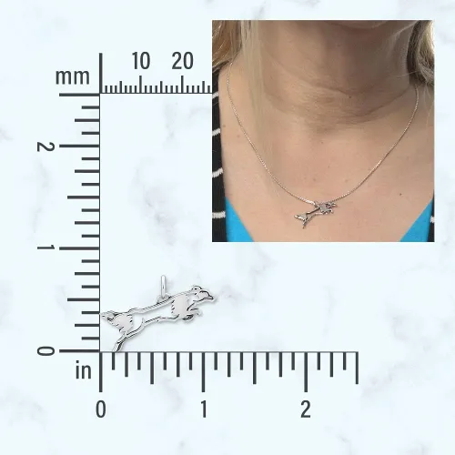 Vista 5 de Dazzling Paws Jewelry Collie colgante de plata de ley, cuerpo