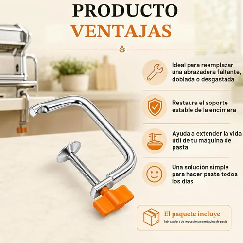 Vista 7 de Reemplazo de abrazadera para máquina de pasta compatible con Atlas Marcato