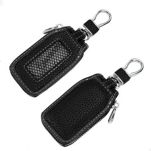 Vista 10 de 2 Piezas Funda de Cuero para Llavero de Coche Estuche Portador Funda para Llave de Coche Protector de Llavero Funda para Llavero de Coche (Marrón)