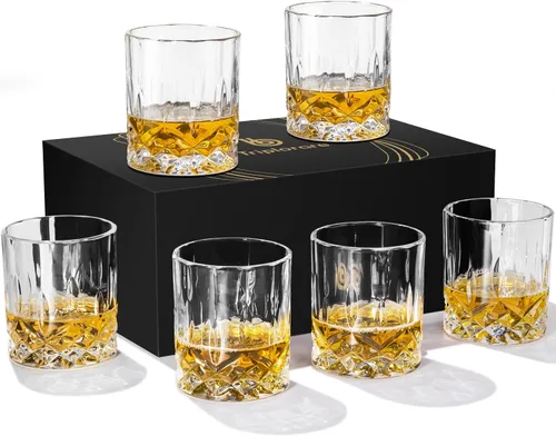 Vista 8 de Vasos de whisky – Juego de 24 vasos elegantes y transparentes para whisky, escocés y bourbon – Cristalería de bar Juego de 24 vasos de roca