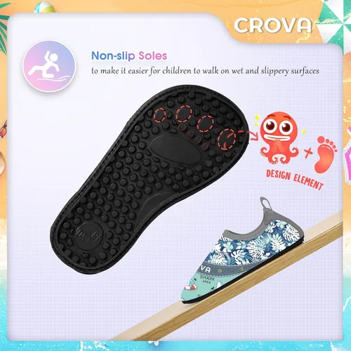 Vista 6 de CROVA Zapatos de agua para niños pequeños, calcetines acuáticos de secado rápido, antideslizantes, zapatos deportivos para niños y niñas pequeños