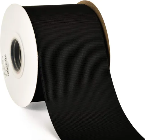Vista 104 de YAMA - Cinta de grogrén negra de 1 1/2 pulgadas, 50 yardas, cinta negra para envolver paquetes de regalo, diseño floral, manualidades, decoración
