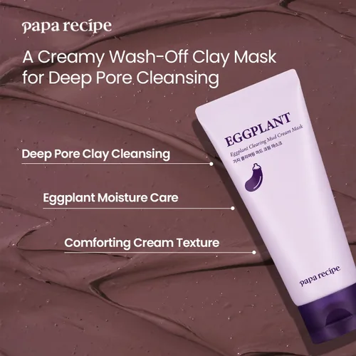 Vista 2 de Papa Recipe Máscara de crema de barro para limpieza de berenjenas, máscara facial de bentonita y arcilla de caolín, purificación de poros profundos