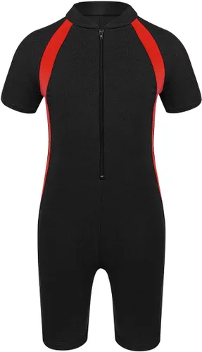 Vista 12 de Moily Conjunto de neopreno unisex para niños y niñas con cremallera, protección solar UV, traje de baño Azul y negro a
