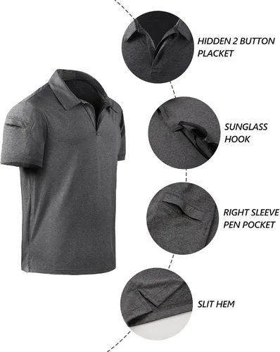 Vista 5 de OneDog Camisas polo de manga corta para hombre, absorben la humedad, atléticas, informales, con cuello, deportivas, camisetas de golf