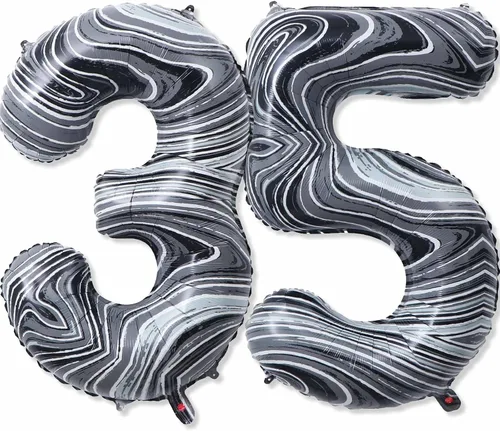 Vista 14 de Globos gigantes de papel de aluminio de mármol negro de 40 pulgadas, globos gigantes de helio número 10 para niños y niñas, decoraciones