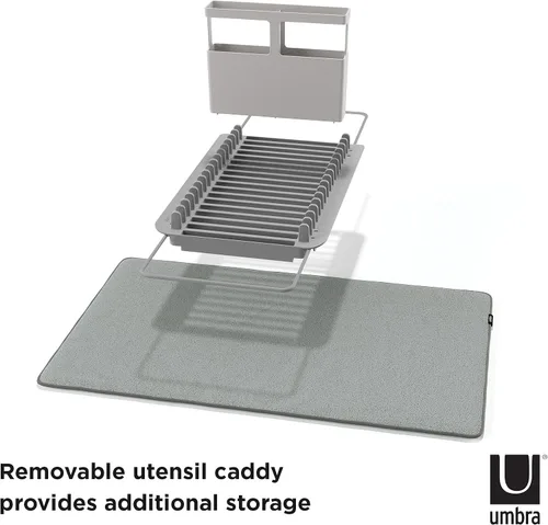 Vista 9 de Umbra Udry Dish Drying Rack, Over Sink Foldable, 16 Slots, Dark Grey