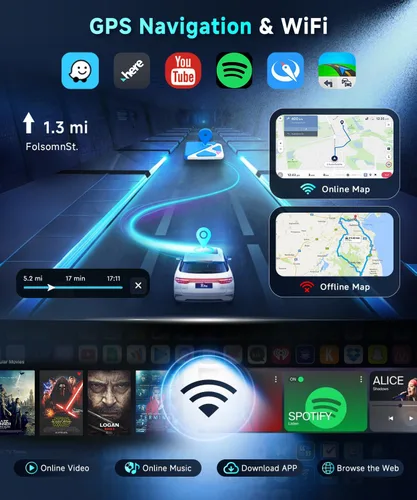 Vista 6 de Estéreo de coche Android 15 para Toyota RAV4 2003 2004 2005 con CarPlay inalámbrico Android Auto podofo 9 inch Touch Screen Bluetooth Car Radio