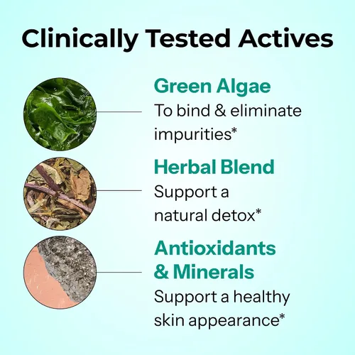 Vista 4 de HUM Daily Cleanse Suplementos para el acné para mujeres y hombres, limpieza digestiva suave para soporte de piel clara, zinc, espirulina, clorella